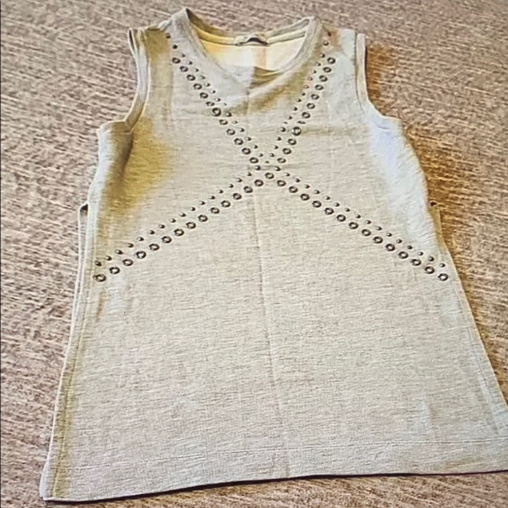 Gray Sleeveless Top with Studded Design